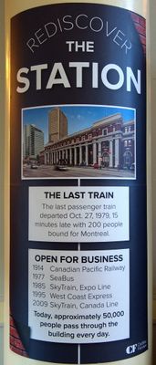 Historic marker in Vancouver railway station
