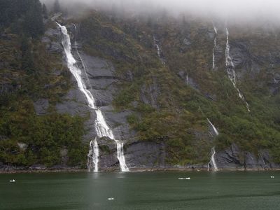 Waterfalls under the mist