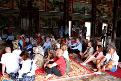 MONKS BLESS OUR GROUPS THEN THROW LOTUS BLOSSOMS ON US