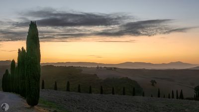 La chapelle Madonna di Vitaleta au lever du jour