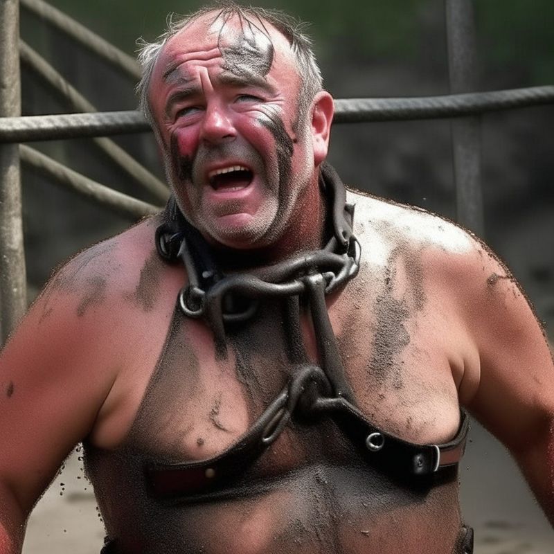 ai generated bdsm gay hairy men muddy slave.jpeg