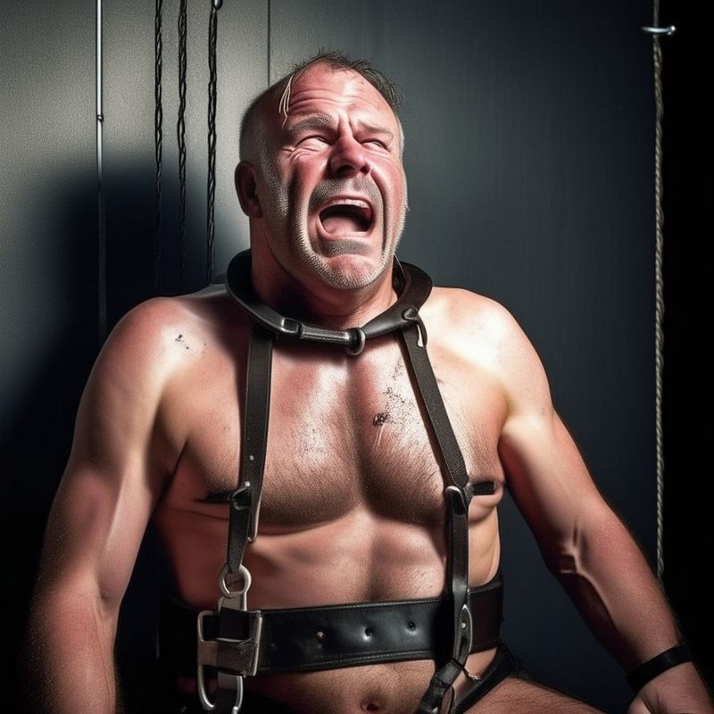 muscle daddy gay bondage man screaming.jpeg