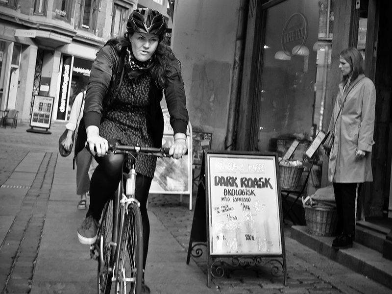 Biking on the sidewalk