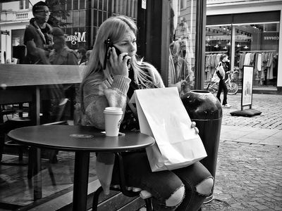 Phone coffee and shopping