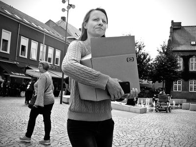 Home with a cardboard box