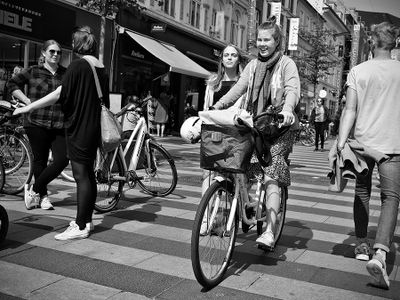 Pedestrian street biker
