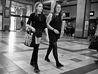 Friends in the arrival hall
