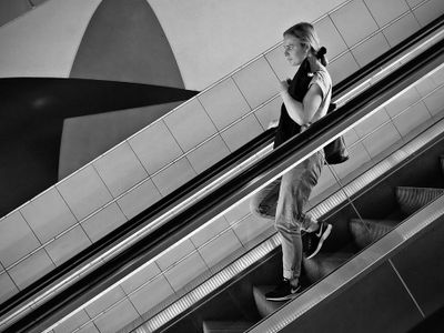 Down the escalator