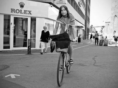 Downtown biker