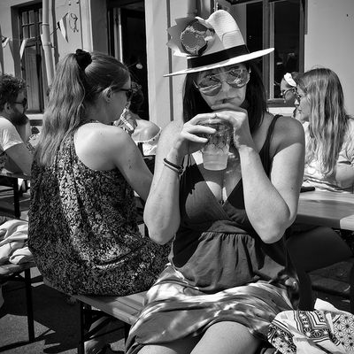 Sipping the drink