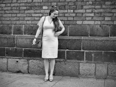 A smoke outside the church