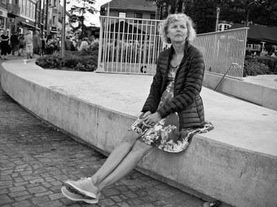 Lady on the concrete edge