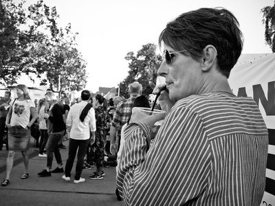 Festival guest having a sip