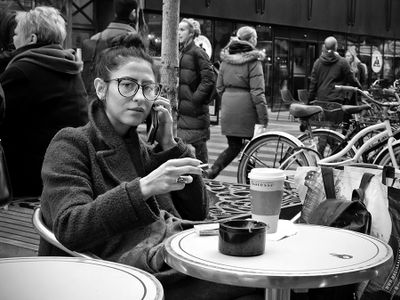 Warm coffee on a cold shopping day
