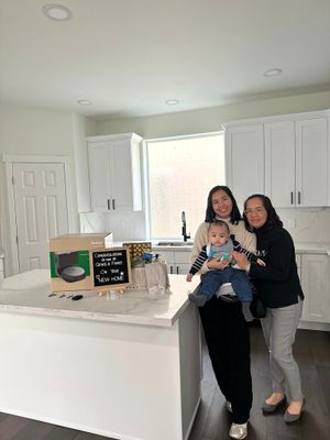 Grace and Cholie in new kitchen. 