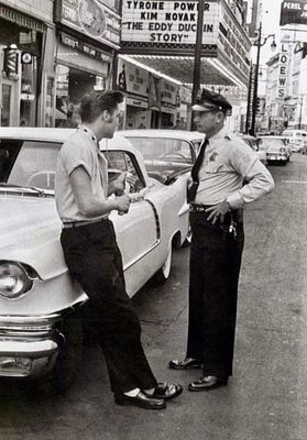 Elvis outside Jim's Barbershop 1956