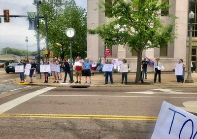 Nationwide No Kings protest downtown April 19, 2025. I don't get it, but there they are. 