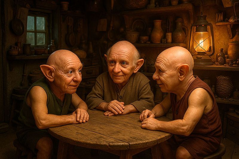 The Snyads, Snorkel and Jiff confer with Elder Seymore