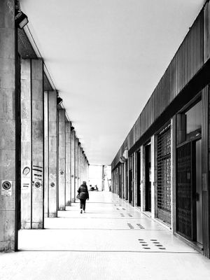 People in town - b&w