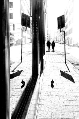 People in town - silhouettes