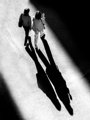 People in town - shadows