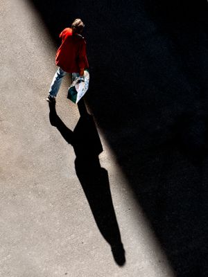 People in town - shadows