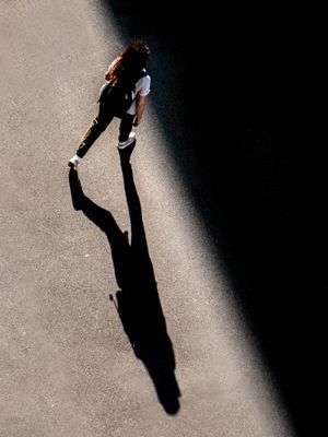 People in town - shadows