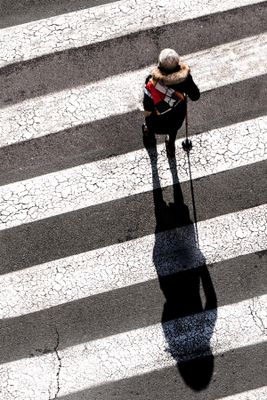 People in town - shadows