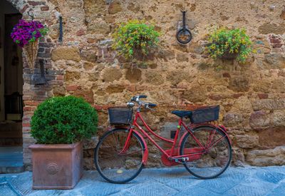 May 24 Pienza red bike purple flowers A7C5711 Topaz ai.jpg