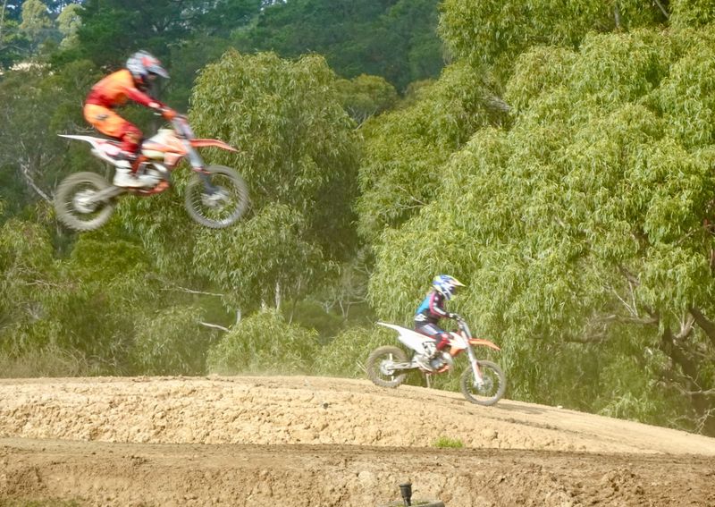 Motor Cross course for boys having fun
