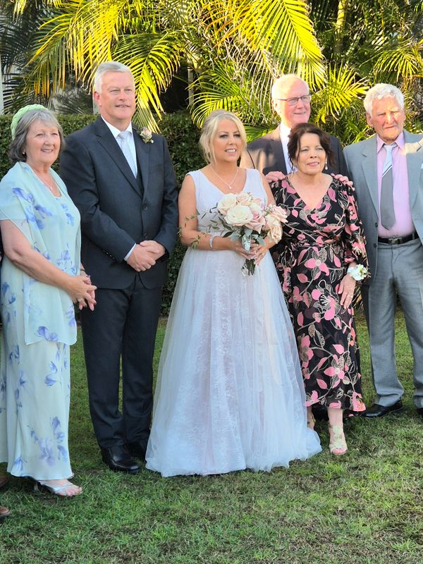 Bride and groom with bride's family