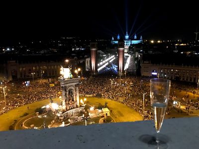 View from our hotel of the evening festivities