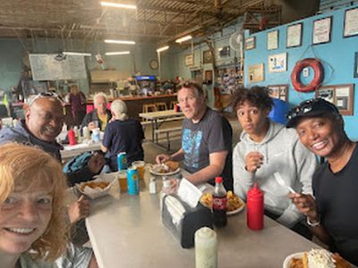 Wanda, Hal & family at Susan's Fish & Chips before Bruce Hornsby