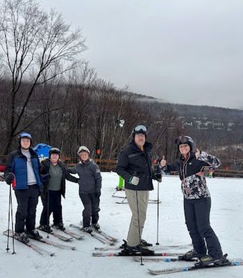 Family frolicking on the slopes