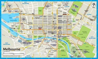 Map of Melbourne, Australia.