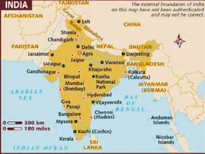 Map of India with the star indicating Agra.