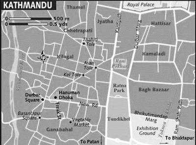 Map of Kathmandu.