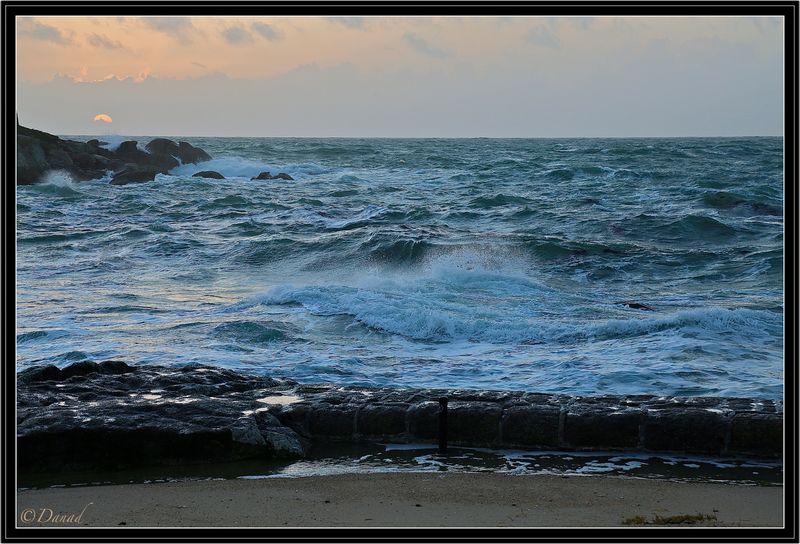 November. Rough Sea at Sunset.