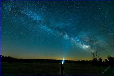 Light in the night. A selfie.