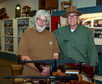 Tommy gun exhibit inside the Eliot Ness museum