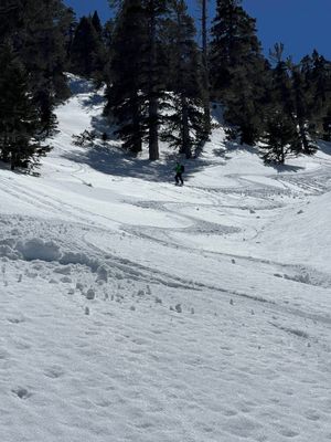 Skiing the long and twisty chute