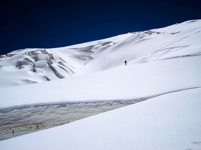 Skiing above camp 2