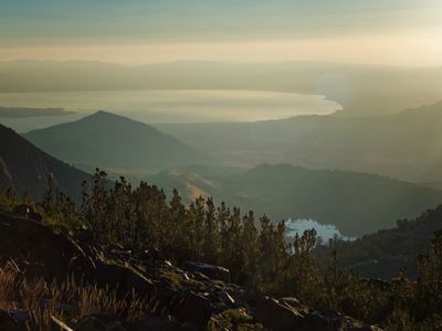 Morning light over Walker Lake and Mono Lake