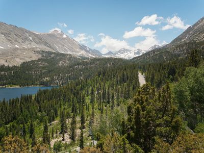 Looking back at the trailhead and Little Lakes Valley
