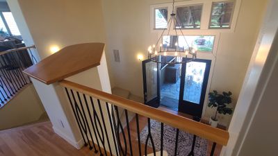 looking from living room to front door