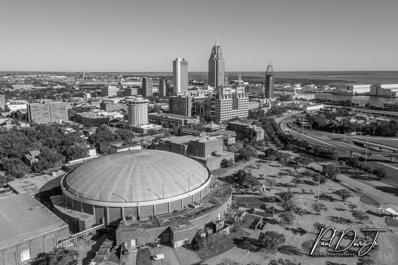 Downtown Mobile Civic Center B&W