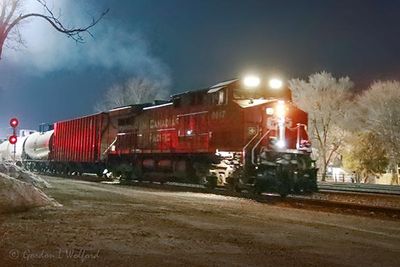 Eastbound CP Tanker Train At Night 90D49516