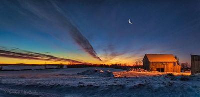 Moon Beyond Old Barn At Dawn 90D51312-21