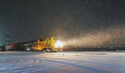 The 6:22 VIA Rail Train 41 Torontobound In Snow Flurry Before Dawn 90D52635