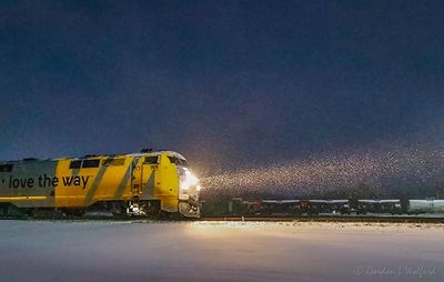 The 6:22 VIA Rail Train 41 Torontobound In Falling Snow At Dawn 90D55868